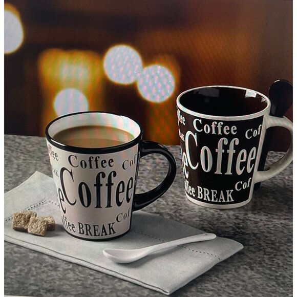 Mr. Coffee 13 Oz Stoneware Coffee Mug Set Dishwasher & Microwave Safe Durable - Picture 3 of 7